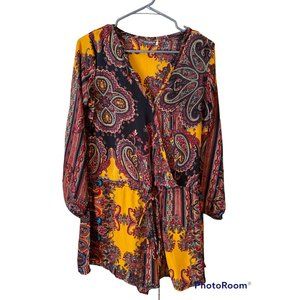 EARTHBOUND Trading Company Multi Print Long Sleeve Size Medium Romper